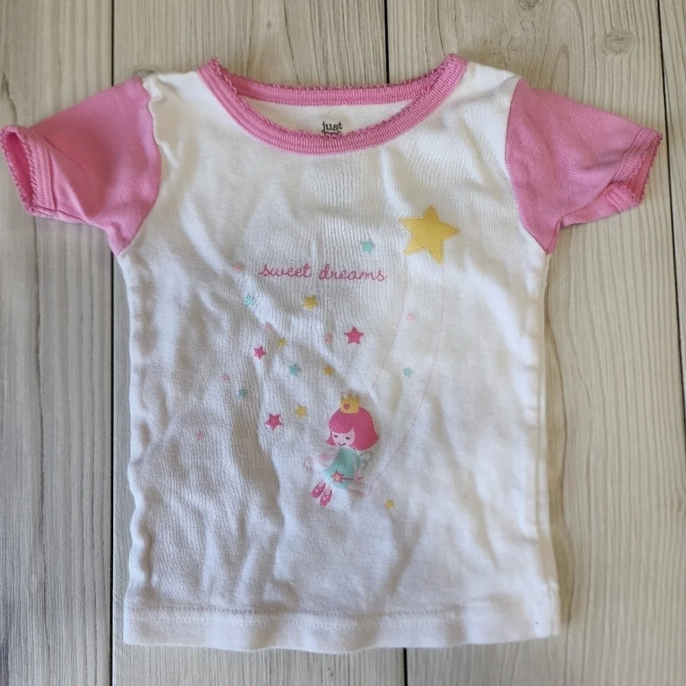 Carter's Pink and white short sleeve and shorts pajama set Size 12 mo NWOT